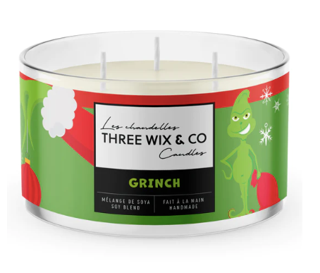 Chandelle de soya - Grinch -Three Wix & Co